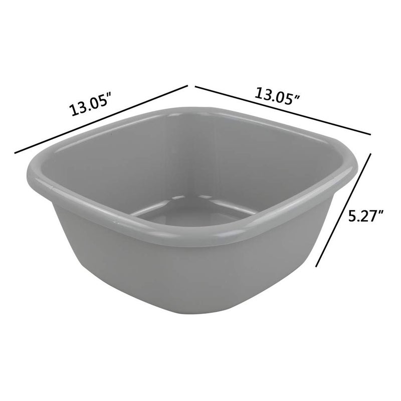 Lesbin 4-Pack 12 Quart Plastic Square Wash Basin, Wash Pan, Gray - Image 3